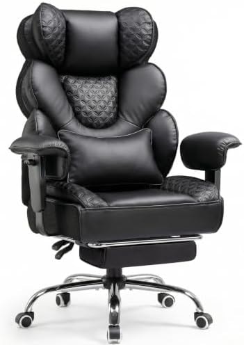 COMHOMA Big and Tall Office Chair with Upgrade Footrest, Heavy Duty Gaming Chair High Back Executive Chair with Spring Lumbar Support for Lower Back Pain Relief, 150°Reclining Adjustable Armrests