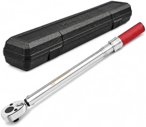 Powerbuilt Micrometer Torque Wrench, 1/2 Inch Drive, Dual Scale, Working Range 30 to 150 Ft-Lbs, Retractable Lock, Storage Case - 649974