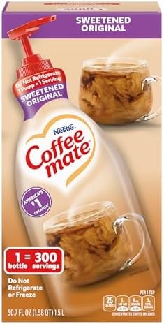 Nestle Coffee mate Coffee Creamer, Sweetened Original, Concentrated Liquid Pump Bottle, Non Dairy, No Refrigeration, 50.7 oz