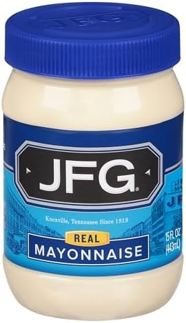 JFG Real Mayonnaise, Southern Classic Recipe with Cider Vinegar Fresh Eggs and Spices, 15oz Jar (Pack of 12)