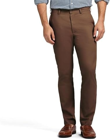 IZOD Men's American Chino Flat-Front Straight-Fit Pants, Decaf Coffee, 40W x 30L