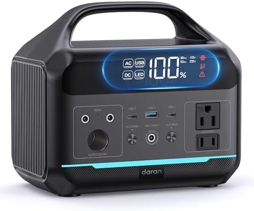 DARAN Portable Power Station 300W, 192Wh LiFePO4 Battery, Solar Generator with 110V AC Outlet & 8 Ports,Battery Backup for Camping, RV, Home Emergency Backup