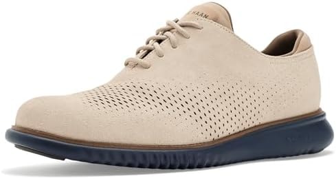 Cole Haan Men’s 2.Zerogrand Casual Lightweight Leather Laser Wingtip Oxfords, Oxford Tan Suede/Dark Latte/Navy Blazer, 7-M US