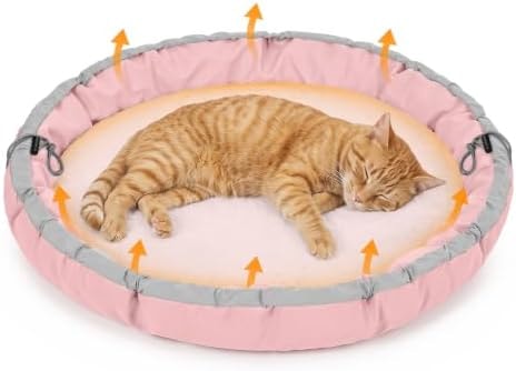 GoGoPaw Cat Bed for Indoor Kitten Bed Washable, Anti Anxiety Round Donut Pet Beds for Small Dogs Cats, Super Soft Plush Fur Pet Bed (Pink，18 Inches)
