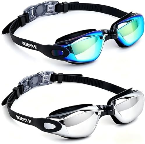 Vorshape Swim Goggles for Adult Men Women Youth 2 Pack Clear Vision Anti-Fog Anti-UV Comfort Fit Goggles for Swimming