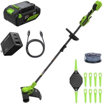 Greenworks 24V 13 in String Trimmer, 10 Blades, 4.0 Ah Battery