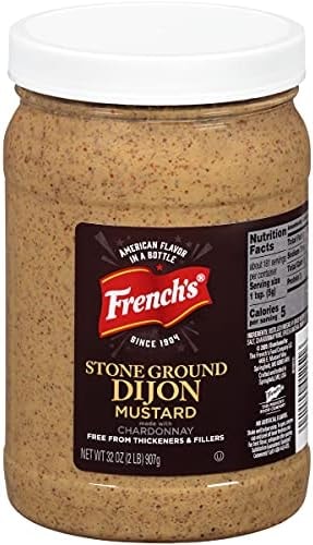 French's Stone Ground Dijon Mustard, 32 oz - One 32 Ounce Container Dijon Mustard Made with Real Chardonnay, Perfect for Deli Sandwiches, Vinaigrettes, Sauces and More