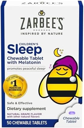 Zarbee's Kids Melatonin Sleep Chewable Tablets, 1mg Melatonin, 50 ct