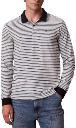 Calvin Klein Men's Long Sleeve Striped Polo
