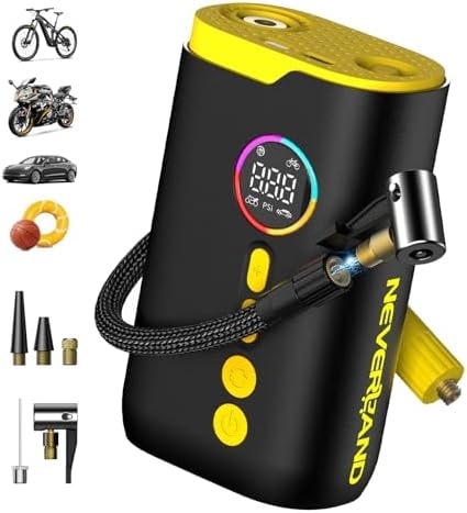 NEVERLAND Tire Inflator Portable Air Compressor - 150 PSI Bike Air Pump, Auto Electric Air Inflator for Car Tires, Motorcycle, Bicycle, Bike Tire Pump with Gauge