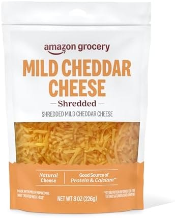 Amazon Grocery, Mild Cheddar Cheese, Shredded, 8 Oz