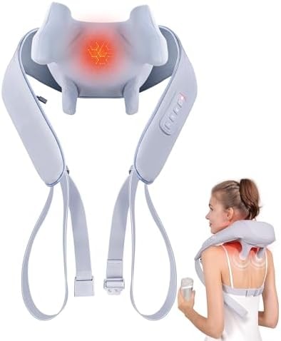 MASGRE Shiatsu Neck and Shoulder Massager, Cordless Back Massager with Heat