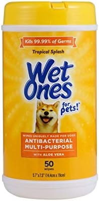 Wet Ones for Pets Antibacterial Dog Wipes, Tropical Splash, 50 Count