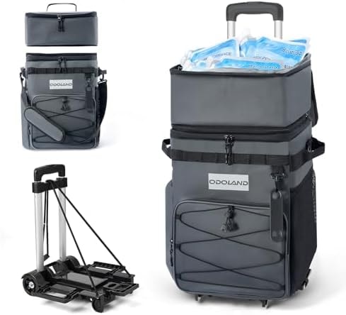 Odoland 72 Can Rolling Cooler, Leakproof Insulated Cooler Bag with Handle