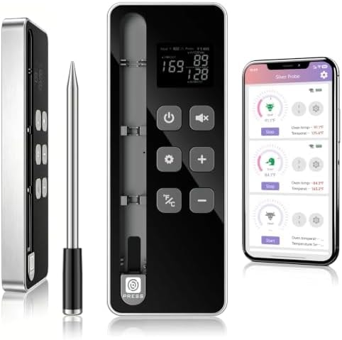 Trefoiled SP2 Smart Wireless Meat Thermometer, Display Base, WiFi BBQ Grill