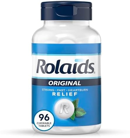Rolaids Original Strength Antacid, 96 Chewable Tablets, Mint Flavor, Original Strength Heartburn Relief