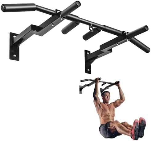 Yes4All Multi-Grip Wall Mount Pull-Up Bar, 16 Inches & 24 Inches Reversible Stud and Wall Compatibility Mounted Pull Up Bar Design, Solid Construction Strength Training