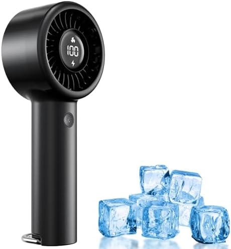Portable Mini Handheld Fan Turbo, USB Rechargeable Electric High Speed Personal Hand Held Fan, 5 Speeds, LED Display, Battery Operated, Lightweight Small Size, Gift for Womens, Mens, Makeup, Travel