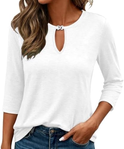 3/4 Length Sleeve Womens Tops Summer T Shirts Crew Neck Trendy Clothes 2026