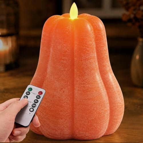 Fall Decor For Home Wax Pumpkin Led Candles With Timer Remote Control
