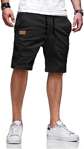 JMIERR Mens Summer Casual Cotton Twill Chino Shorts, S Black, L