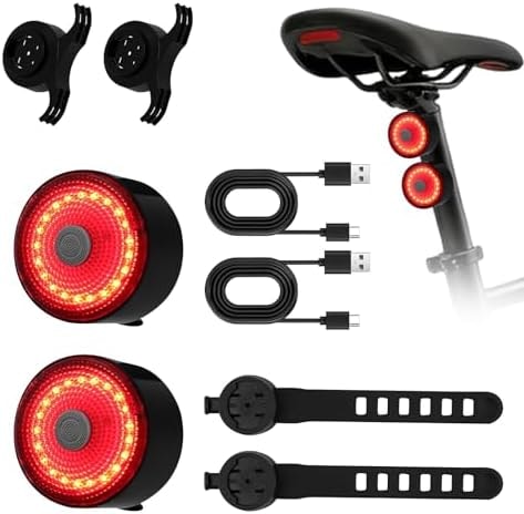 Bike Tail Light 2 Pack, Bicycle Rear Light for Night Riding & Daytime Safety, USB-C Rechargeable LED Rear Bike Light with 5 Modes,10H Runtime - Waterproof Tail Light for Road Biking
