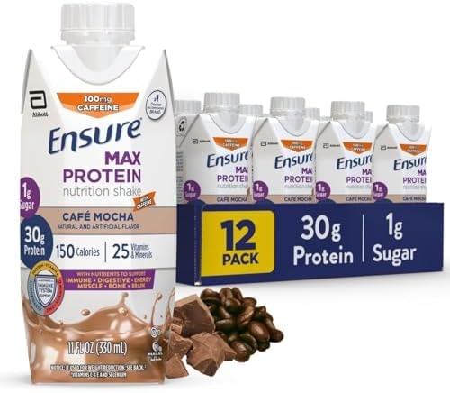 Ensure Max Protein Café Mocha Shake, 30g High Protein, 12 Pack
