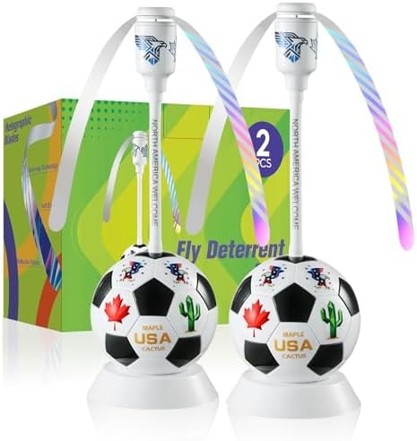 chemotex Soccer Theme Fly Fans for Tables, Table Top Fly Spinner to Keep Flies Away from Food, Outdoor Fly Repellent Fan for World Cup Party Decorations, Birthday Party Decor, BBQ (2)