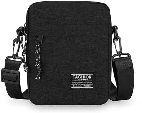 Crossbody Bags for Men Women Travel Shoulder Bag Phone Wallet Purse Small Casual Messenger Handbag for Work Hiking Traveling,Black