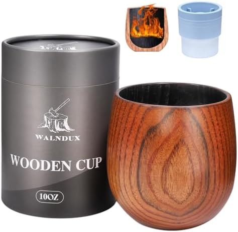 WALNDUX Upgraded Charred Whiskey Glasses Sets, Bourbon Drinking Glass, Bourbon Gifts for Men, Finished Wooden Old Fashioned Glass, Great Whiskey Gifts for Men, Dad, Or Brother (1 Pack)