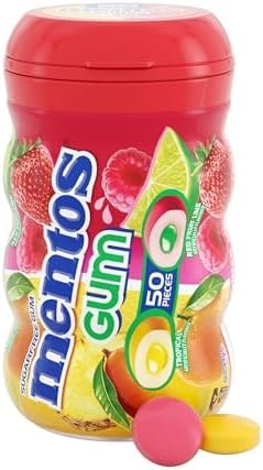 Mentos Sugar Free Chewing Gum with Xylitol, Red Fruit Lime, 50 Piece Bottle
