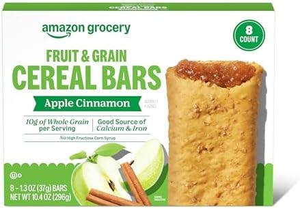 Amazon Grocery, Apple Cinnamon Fruit & Grain Cereal Bars, 1.3 Oz, 8 Ct