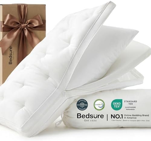 Bedsure PureWoven Adjustable Pillow Queen for Back Stomach Side Sleepers