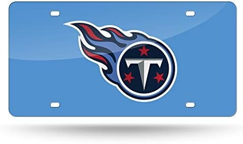 Rico Industries NFL Tennessee Titans Blue Fireball 12" x 6" Laser Cut Tag for Car/Truck/SUV - Automobile Décor