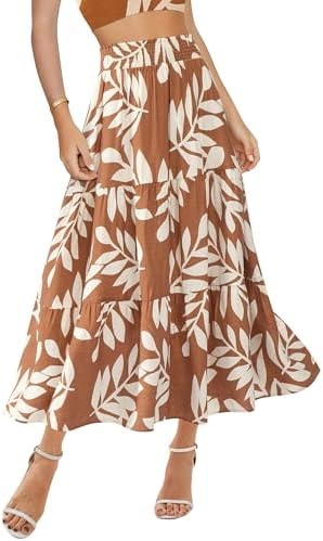 BTFBM Long Skirts for Women 2026 Summer Boho Floral Midi Skirt with Pockets