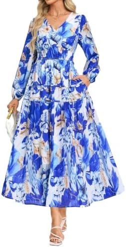 GRACE KARIN Womens Long Sleeve Floral Maxi Fall Dress 2026
