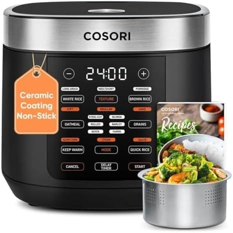 Cosori Rice Cooker 10 Cup, Fuzzy Logic, Ceramic Coating Inner Pot,18-in-1