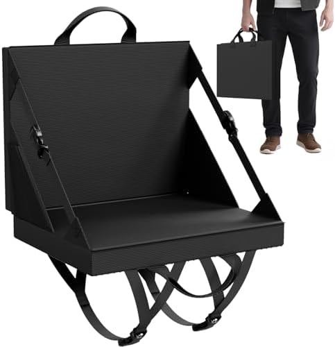 Stadium Seats with Back Support - Folding bleacher Chair for Beach and Camping - Portable Bleachers Cushions for Adults and Kids - Foldable Outdoor Lawn Bench for Camp (Black)