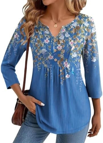 Zeagoo Floral Tops for Women Boho Buttoned Spring Blouse