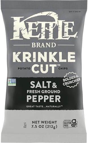 Kettle Brand Krinkle Cut Salt & Fresh Ground Pepper Potato Chips, 7.5 Oz