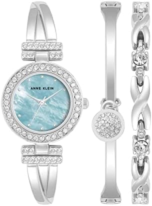 Anne Klein Women's Premium Crystal Accented Bangle Watch and Bracelet Set