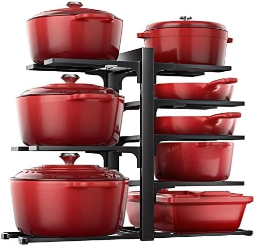 ORDORA Pots and Pans Organizer Under Cabinet 15.8", 8-Tier Adjustable Black