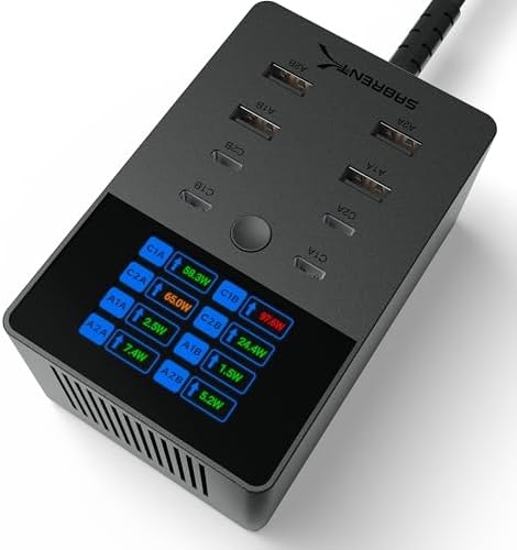 SABRENT VOLTIK Charging Station, 252W 8-Port USB C and USB A Desktop Charger, UL Certified with Real-Time LCD Display, Fast Charging for MacBook, iPhone, Samsung and More