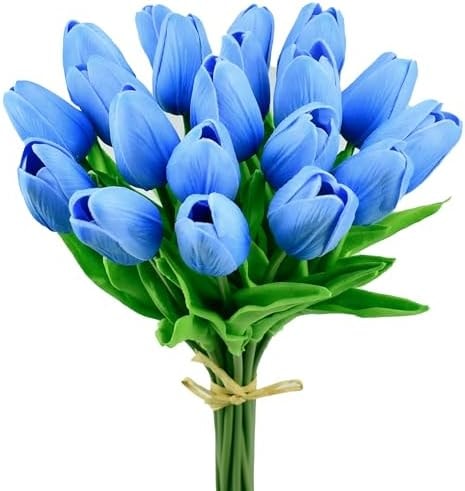 Mandy's 20pcs Artificial Light Blue Tulips