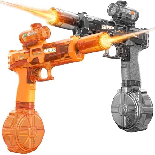 Handwell 2 Packs Electric Water Gun for Adults Kids, Automatic Squirt Gun with LED Light, Large Capacity Water Blaster 23-33 FT Long Range, Outside Water Toys, Summer Beach Swimming Pool Party Toy