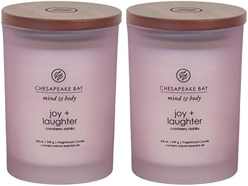 Chesapeake Bay Candle Joy + Laughter Scented Candles Cranberry Dahlia Medium 2-Pack Long Burn Time Home Décor