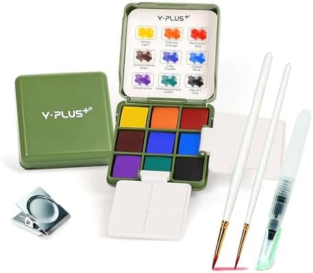 YPLUS Pocket Watercolor Set, Portable Travel Paint Kit with Brush