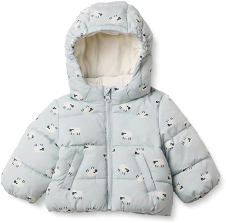 Amazon Essentials x Sofia Grainge Boys' Water-Repellent Hooded Puffer Jacket, Dove Grey Sheep, XX-Large