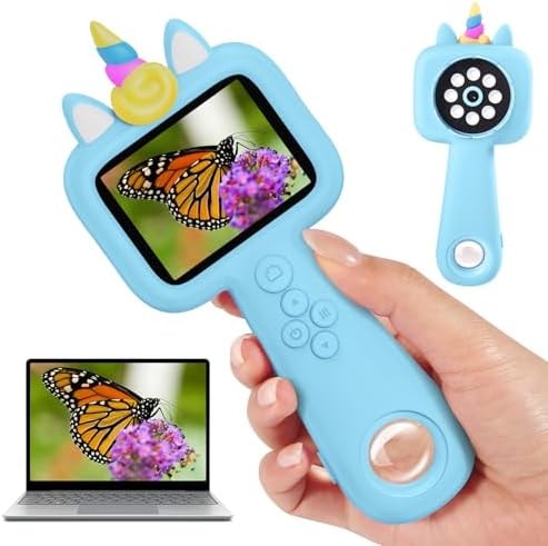 Vivid Glass 2.4" Screen Kids Microscope, 4K Handheld Digital Microscope
