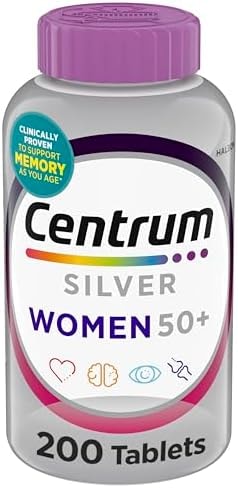 Centrum Silver Women's Multivitamin for Women 50 Plus, Multivitamin/Multimineral Supplement with Vitamin D3, B Vitamins, Non-GMO Ingredients, Supports Memory and Cognition in Older Adults - 200 Ct